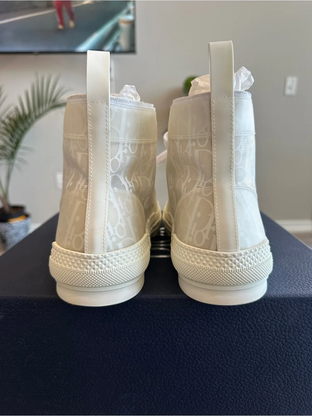 Dior Cream/Off-White Monogram High-Top Sneakers- Worn Once for a Photoshoot